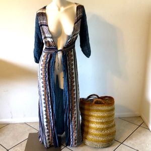 Boho Button Front Duster Maxi Long Dress Cover up